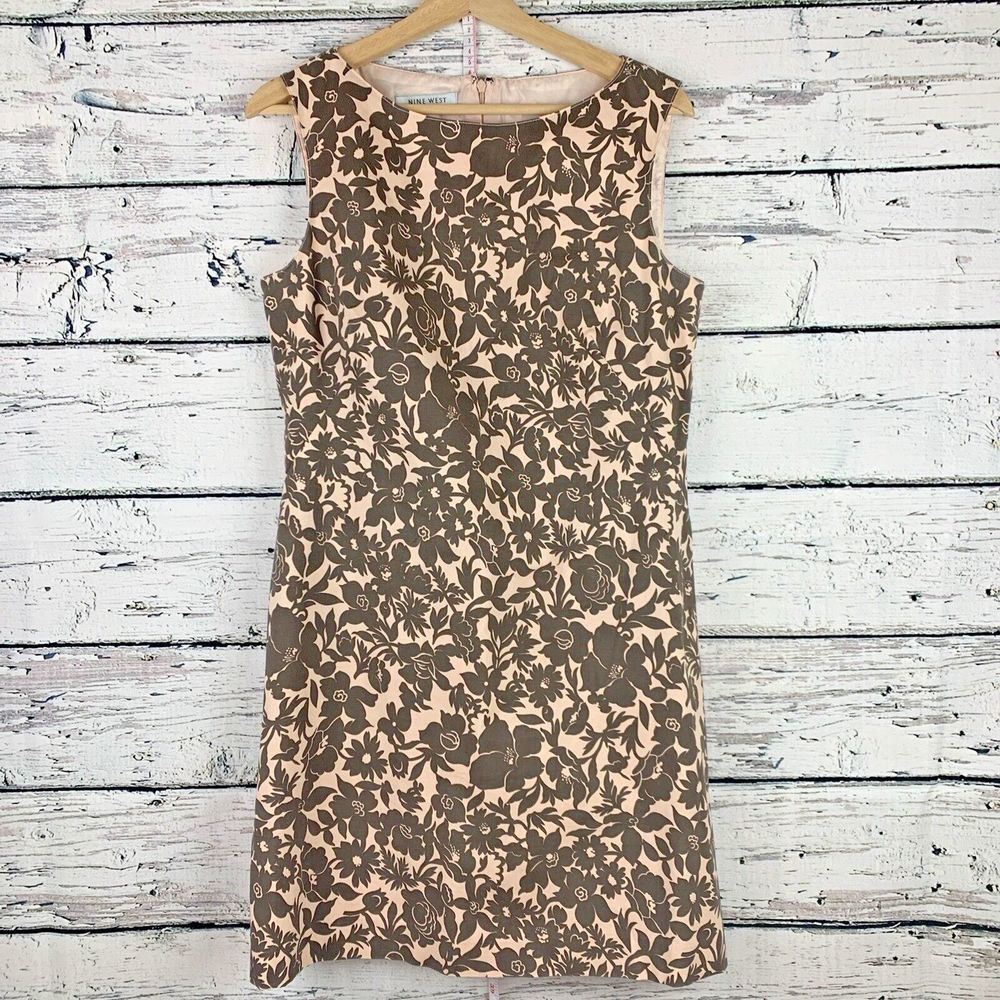 Nine West‎ Sheath Dress [Size S/M] Sleeveless Floral Print Zipper Back Stretch